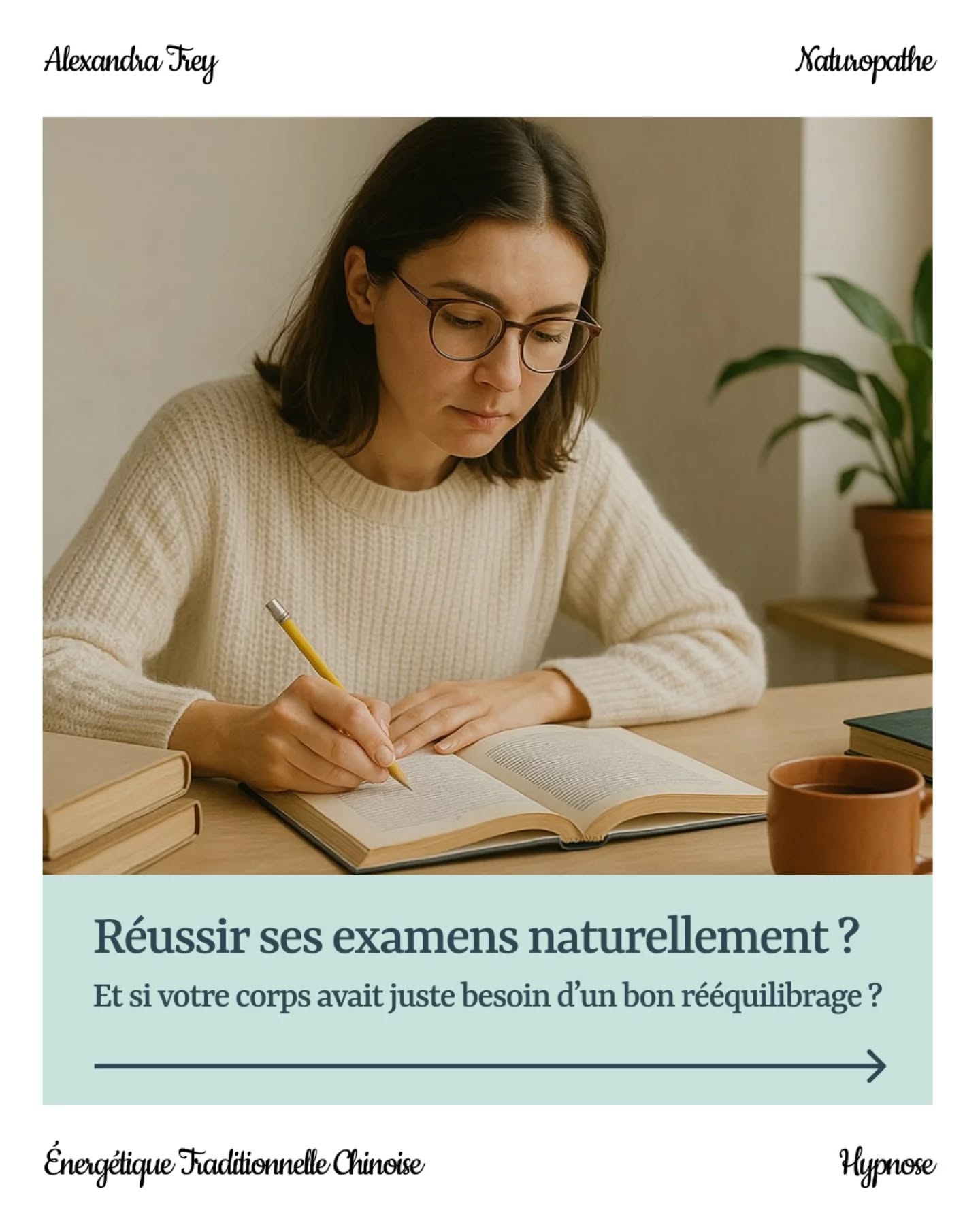 🌿 Réussir ses examens naturellement ? C’est possible 🌿
💥 Fatigue, stress, trous de mémoire…
Et si votre corps avait juste besoin d’un bon rééquilibrage ?👉 Grâce à l’hypnose et à l’énergétique chinoise,
✔️ Vous apaisez le mental
✔️ Vous stimulez votre énergie
✔️ Vous renforcez mémoire et concentration🎯 Objectif : transformer le stress en moteur de réussite.📍 Accompagnement à Montpellier
🔗 Plus d’infos sur le blog
📅 RDV en ligne : naturopathe-alexandratrey.fr/prendre-rendez-vous-naturopathe-montpellier/#examens #stressdesexamens #reussite #naturopathie #hypnose #etudiantmontpellier #bienetre #medecinetraditionnellechinoise #naturopathemontpellier