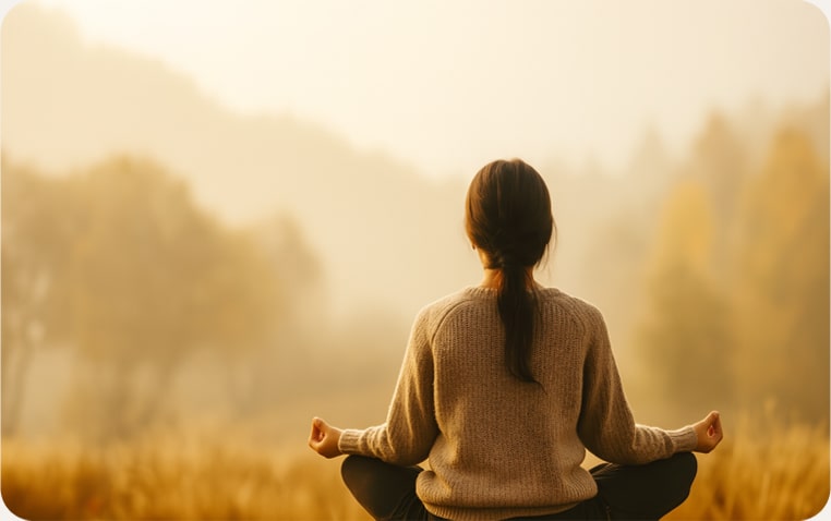 Meditation Automne Femme Silhouette Nature 1 Min