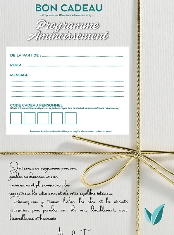Bon Cadeau Programme Bien être "amincissement" D'alexandra Trey