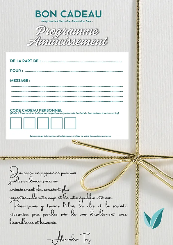 Bon Cadeau Programme Bien être "amincissement" D'alexandra Trey
