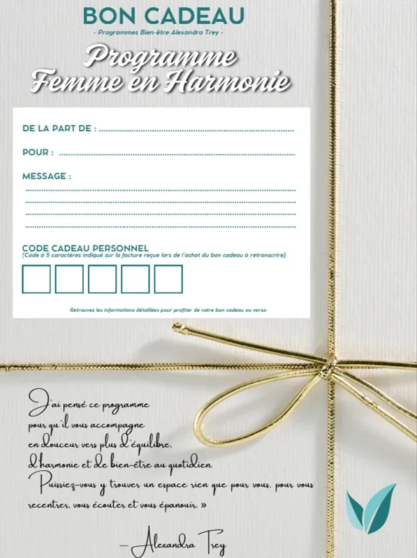 Bon Cadeau Programme Bien être "femme En Harmonie" D'alexandra Trey