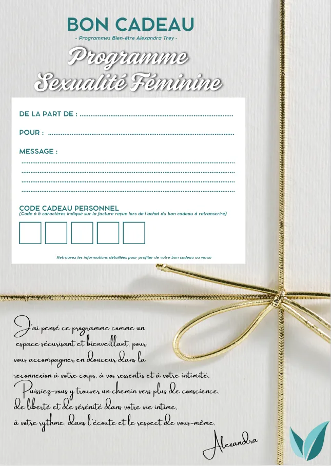 Bon Cadeau Programme Bien être "sexualité Féminine" D'alexandra Trey